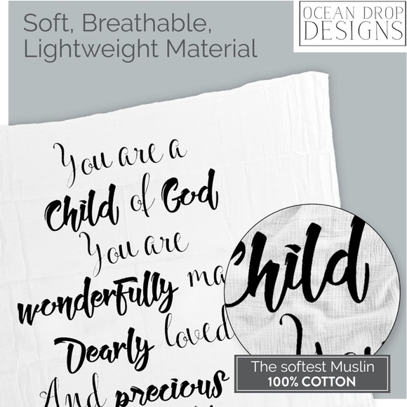 New🌟Ocean Drop Designs Muslin Swaddle Blankets - Baby Swaddle Blanket - Picture 4 of 6